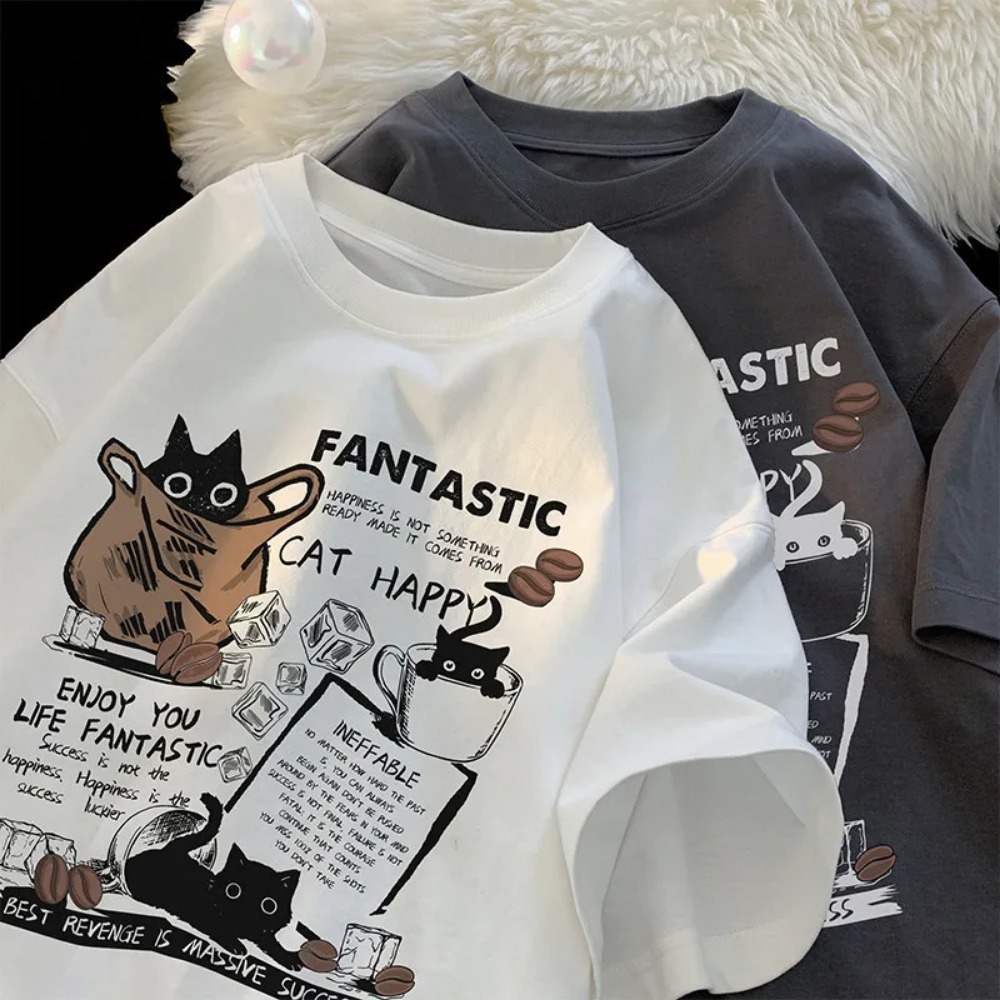Outdoor Sportsman Group - 楽しい漫画猫グループ 3D プリントスポーツ速乾性ブレザ男性 Tシャツアウトドアストリートカジュアルカップル原宿親子服