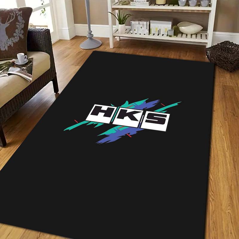 Outdoor Sport Flooring - 3DレーシングH-HKSプリントエリアラグ滑り止めフロアマットドリフトスポーツカーパターンマットリビングルーム寝室ガレージ家の装飾用