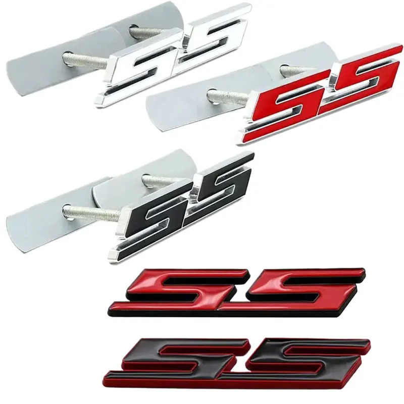 Outdoor Sport Logo - 3DメタルレッドブラックロゴSSステッカーフロントグリルエンブレム車リアトランクバッジ（SSスポーツラベルアクセサリー用）