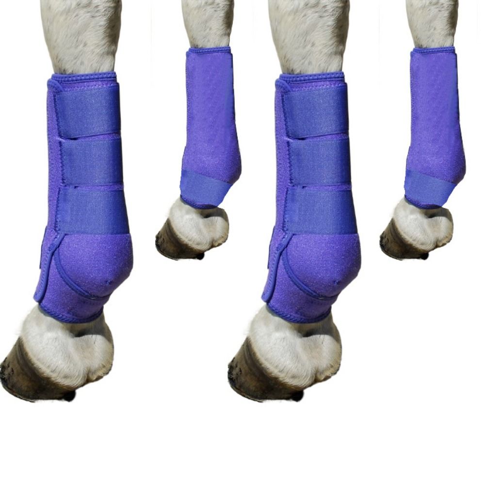Brushing Boot Horse - 4個セット カラフルな馬用スポーツブーツセット 3サイズ 通気性のある馬用レッグラップ 簡単装着 快適な薬用ブラッシングブーツ