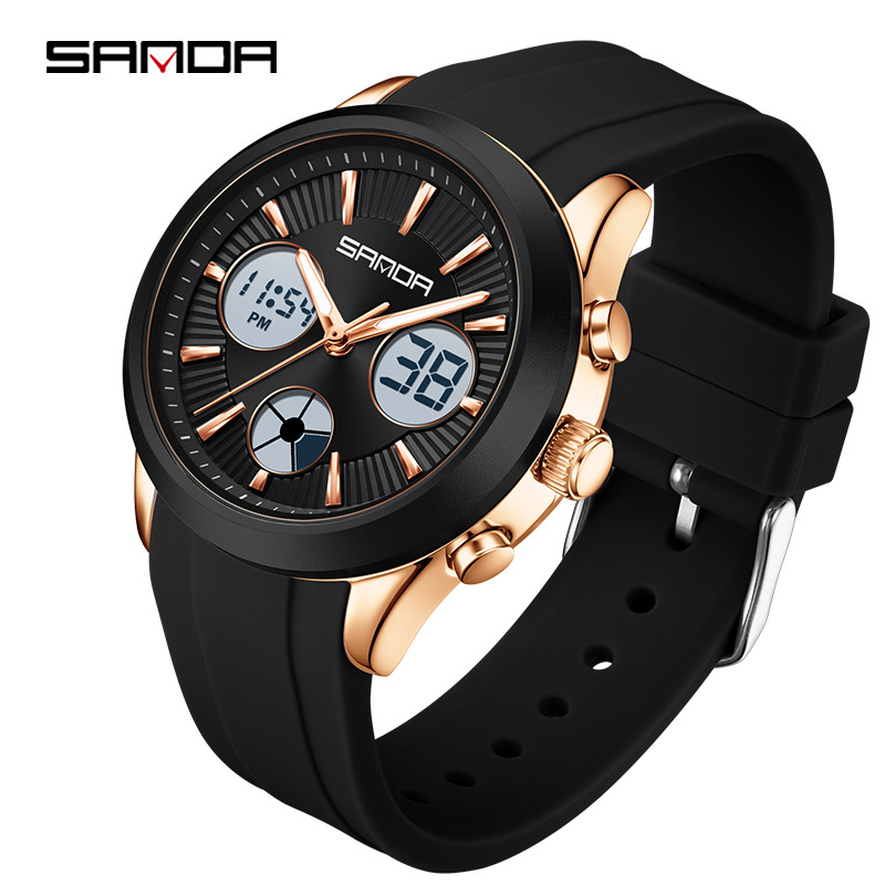 Outdoor Sport Smart Watch - SANDA 電子時計 発光 3時間多機能スポーツウォッチ 学生パーティー 男女兼用