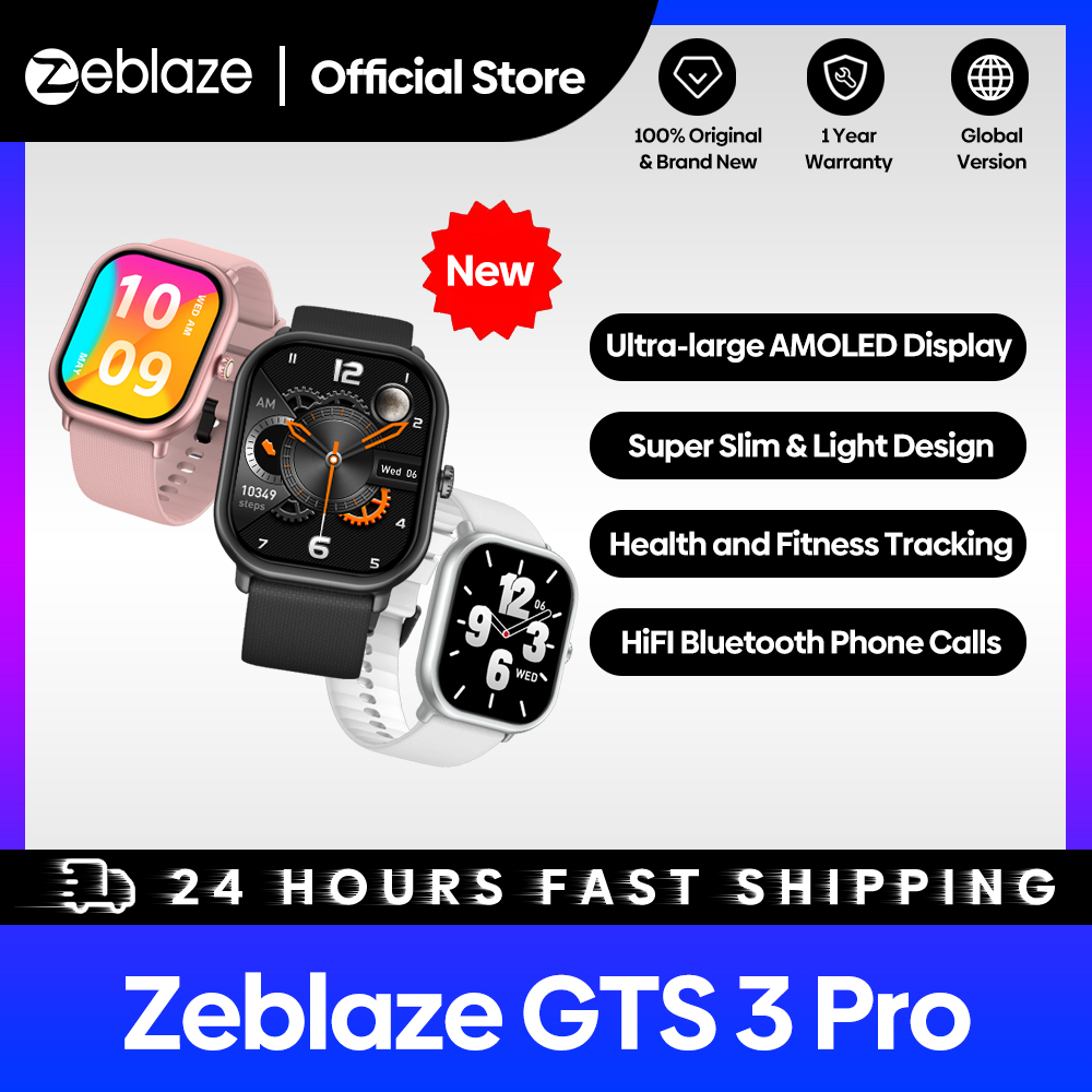 Outdoor Sport Smart Watch - Zeblaze-男性と女性のためのGts 3 Proスマートウォッチ,音声通話,超大型HDスクリーン,健康とフィットネスの追跡,新品