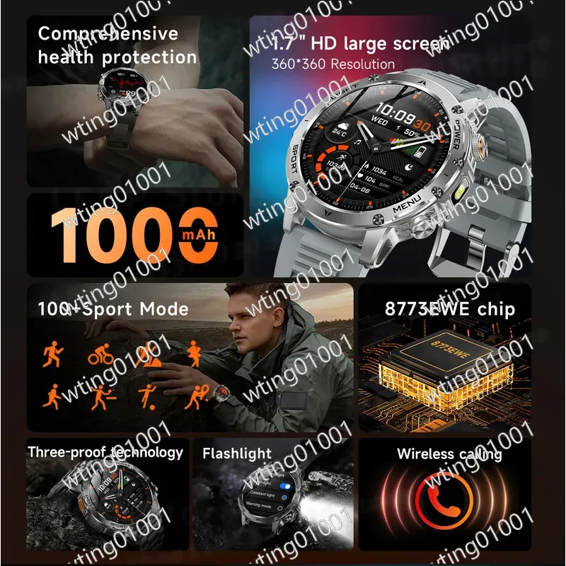 AK87 スマートウォッチ アウトドア懐中電灯 Blueto - Outdoor Sport Smart Watch のレビューと価格