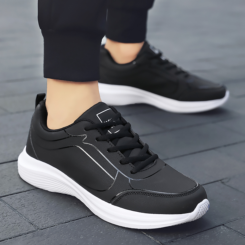 2025 新しい軽量男性カジュアルレザースニーカーノンスリッ - Outdoor Sport Flooring のレビューと価格