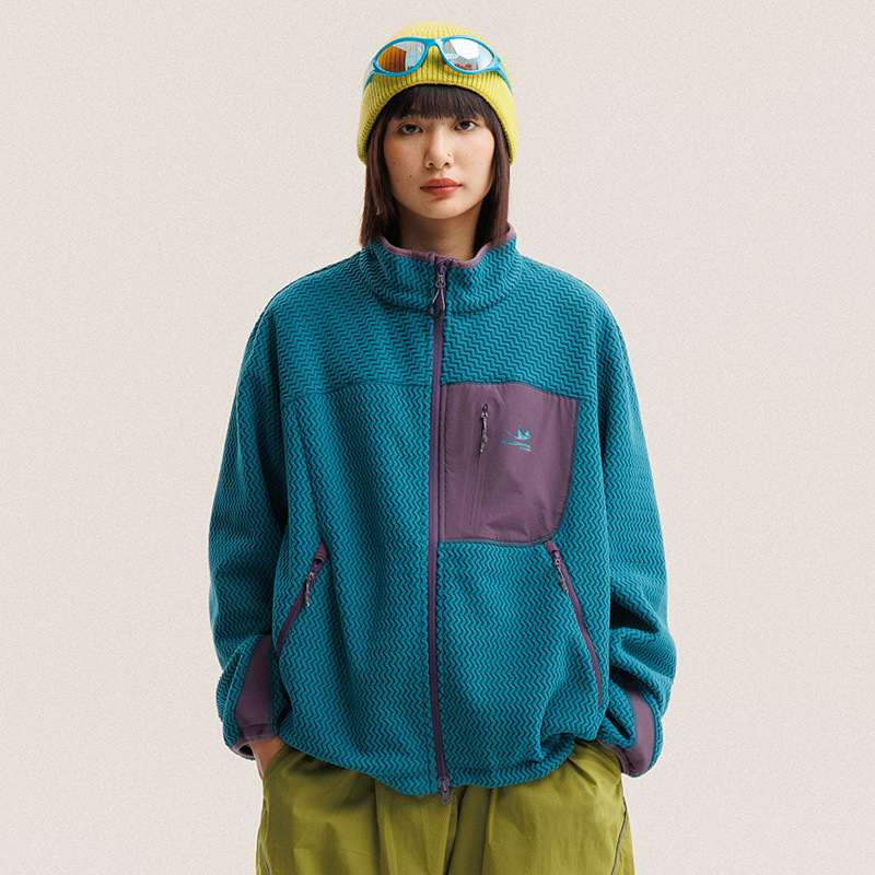 秋冬ポーラーフリース波状ストライプジャケット男性女性アウトド - Outdoor Sport Jacket Women'S のレビューと価格