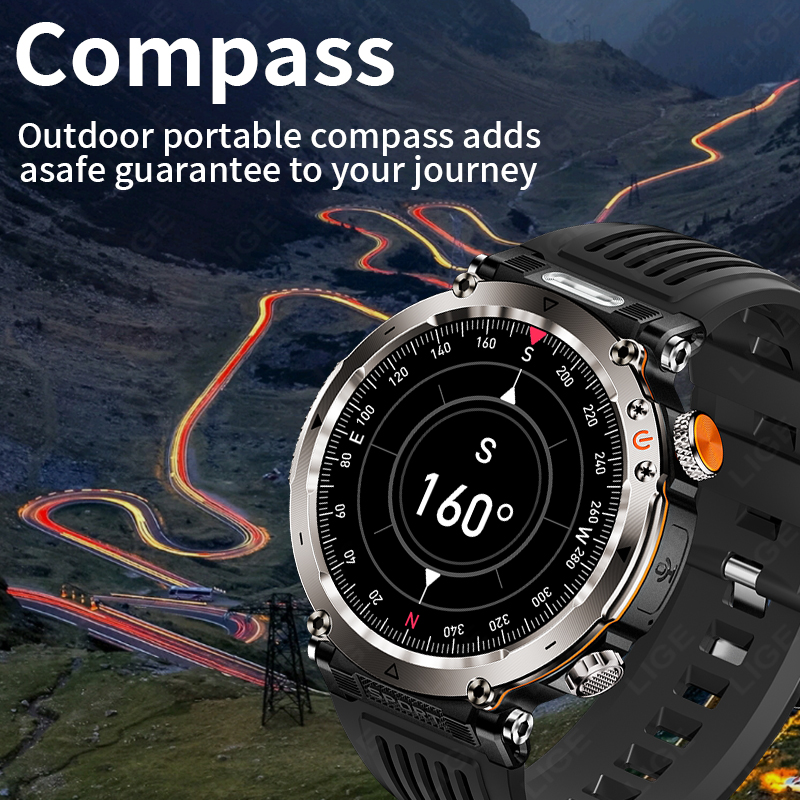 新しい軍事屋外スマートウォッチ男性心拍数モニター時計 LED - Outdoor Sport Smart Watch のレビューと価格