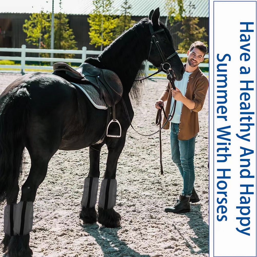 馬用メッシュフライブーツ4個入り、通気性のあるUVカット馬脚 - Brushing Boot Horse のレビューと価格