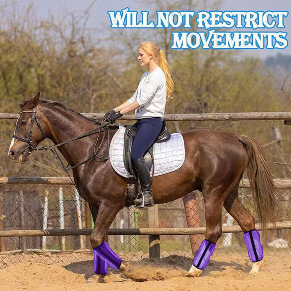 馬用メッシュフライブーツ4個入り、通気性のあるUVカット馬脚 - Brushing Boot Horse のレビューと価格